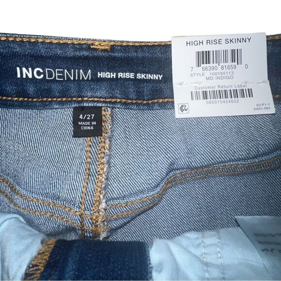 INC Womens High-Rise Studded Skinny Jeans Indigo Embellished 4/27 NWT - Picture 6 of 6